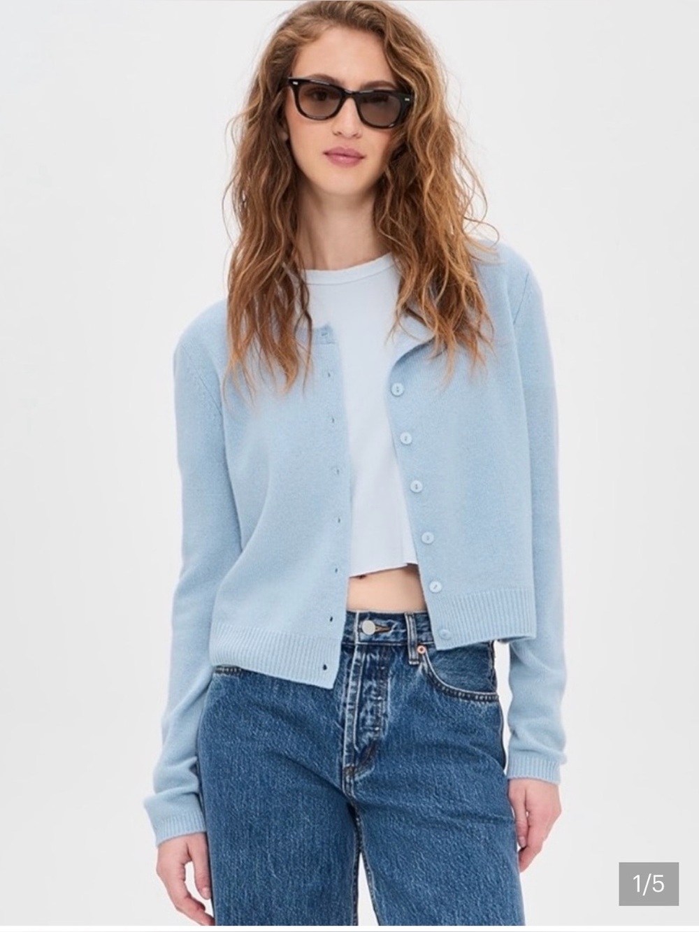 Reformation cashmere cardigan sky blue